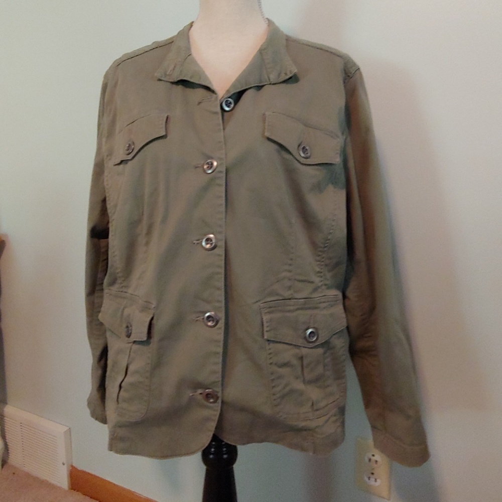 Chicos army green jacket size 3